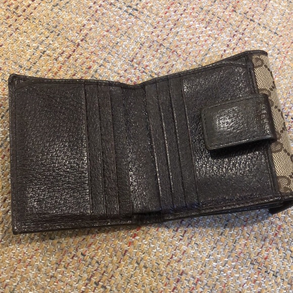 SOLD  GUCCI Men GG Trifold Canvas Jacquard Wallet Brown Leather - Picture 16 of 17